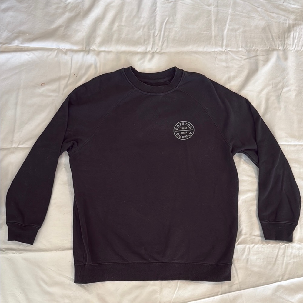 Brixton Black Crewneck Sweater with Ribbed Details